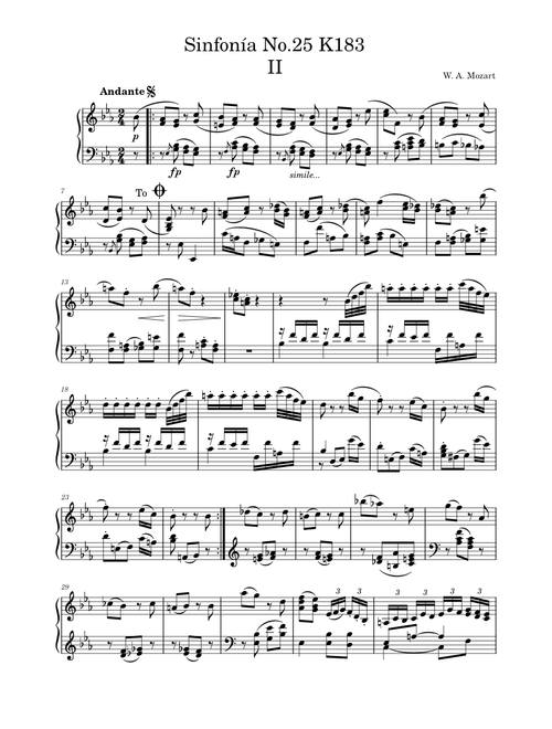 Symphony No.25 in G minor, K.183 - Andante II – Wolfgang Amadeus Mozart