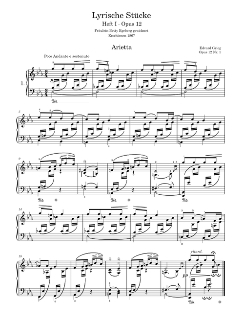 Arietta – Edvard Grieg Arietta from Lyric Pieces. Op. 12, No. 1 by Edvard Grieg