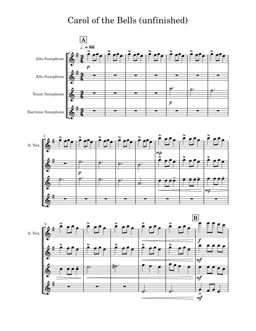 Carol of the Bells – Mykola Leontovych Carol of the Bells Sheet music ...