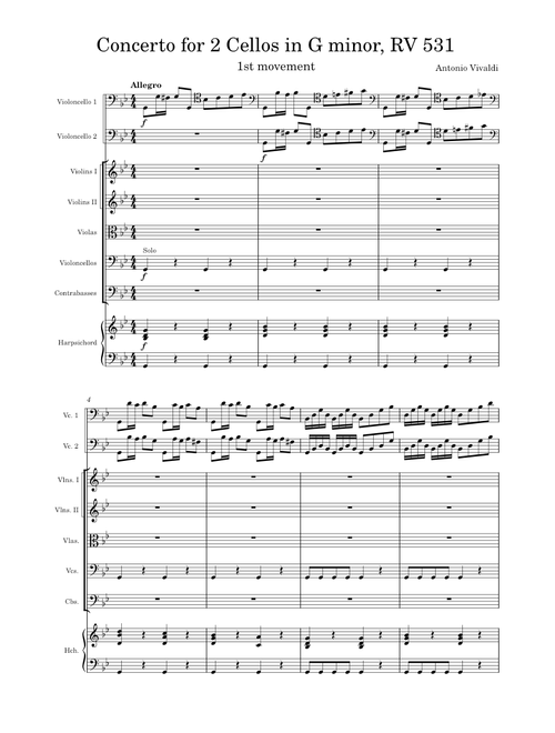 Concerto for 2 Cellos in G minor, RV 531, I. Allegro – Antonio Vivaldi