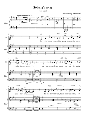 Play Official version of Solveig's Song Sheet Music by Edvard