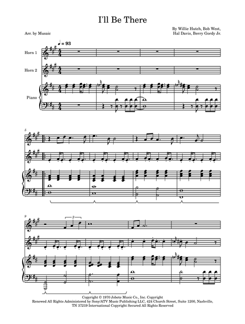 I'll Be There (Arr. Musaic) - The Jackson 5 (Instrumental Duet and Piano)