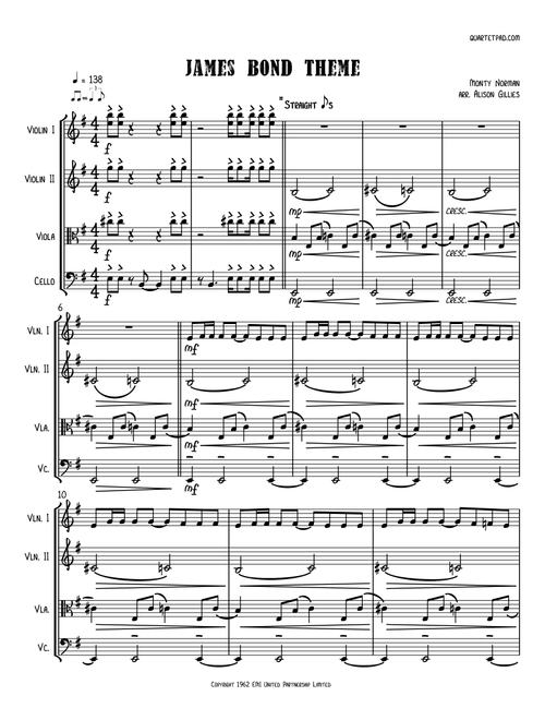 James Bond Theme (Arr. Alison Gillies) - Monty Norman (String Quartet)