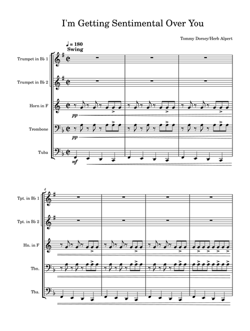 I'm Getting Sentimental Over You (Arr. Nathan Culcasi) - Herb Alpert And The Tijuana Brass (Brass Ensemble)