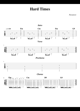 Free Hard Times by Paramore sheet music | Download PDF or print on