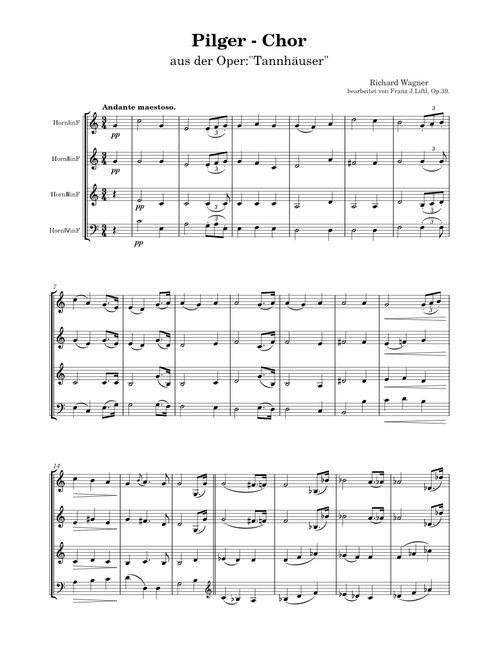 Pilger-Chor aus der Oper Tannhäuser(Horn Quartet)