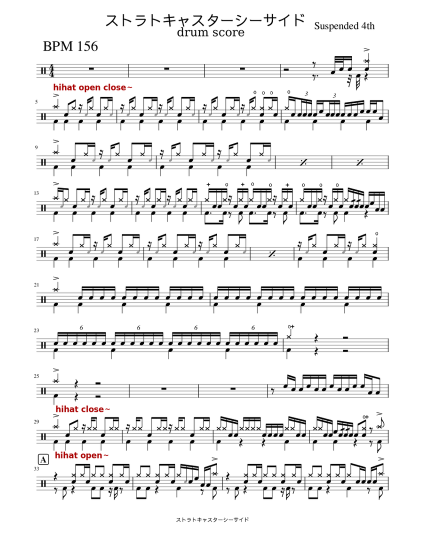 ストラトキャスターシーサイド Sheet Music for Drum group