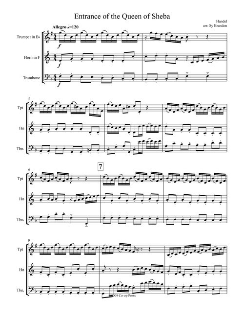 Entrance of the Queen of Sheba for Brass Trio (Arr. Sy Brandon) - George Frederic Handel (Brass Ensemble)