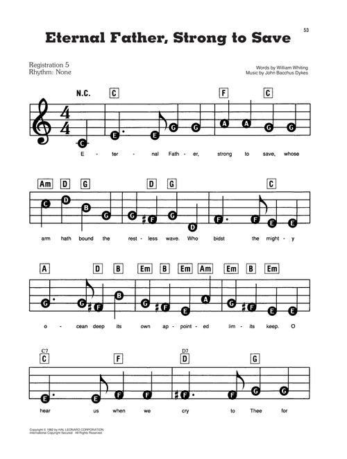 Eternal Father, Strong To Save - William Whiting and John Bacchus Dykes, William Whiting, John Bacchus Dykes (E-Z Play Today)