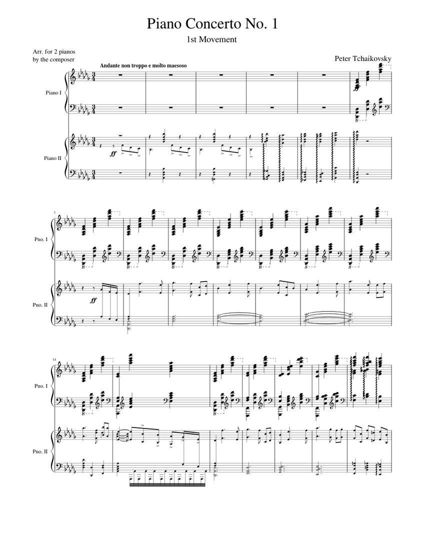 〈楽譜新品〉Tchaikovsky Concerto No. 1 =2台のピアノ Tchaikovsky - Piano Concerto no. 1, 2nd movement — The Meeks Duo