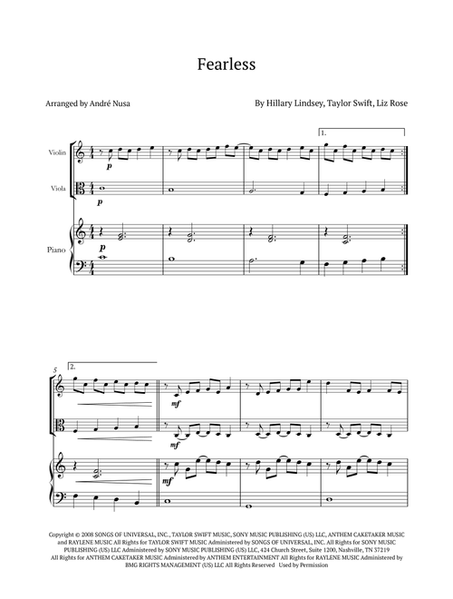 Fearless (Arr. André Nusa) - Taylor Swift (String Ensemble)