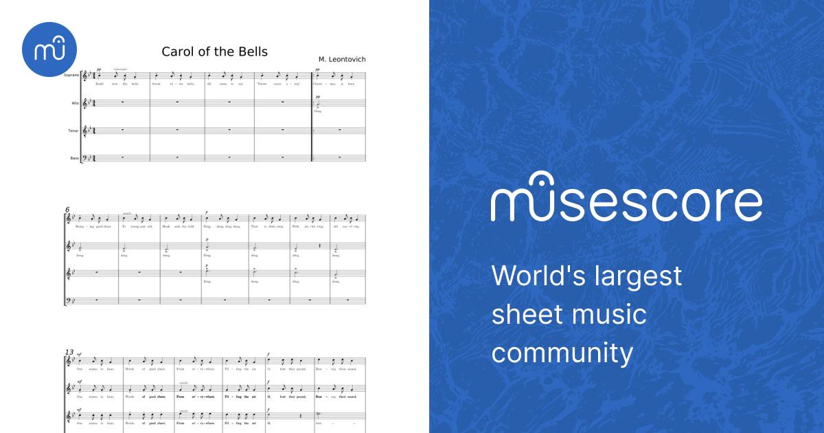 Carol of the Bells - M Leontovich Sheet Music for Soprano, Alto, Tenor ...