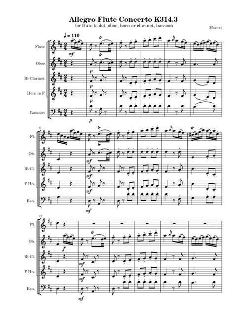 Allegro (last movement) from Flute Concerto in D major, K.314/285d – Wolfgang Amadeus Mozart
