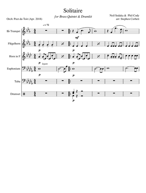 Solitaire (Arr. Stephen Corbett & Peet du Toit) - Clay Aiken (Small Ensemble)