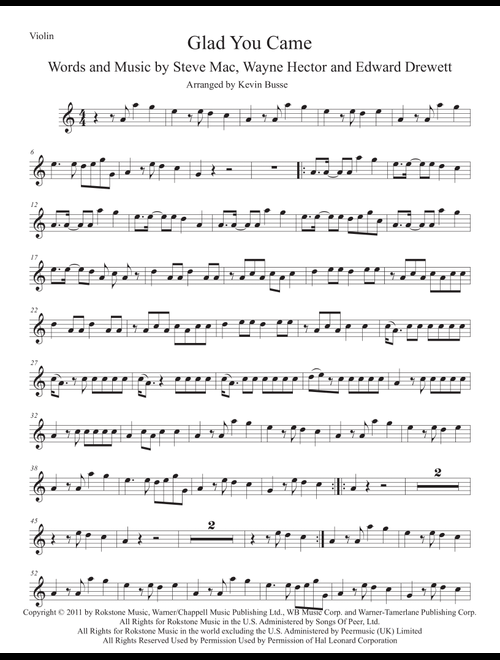 Glad You Came (Arr. Kevin Busse) - The Wanted (Violin Solo)