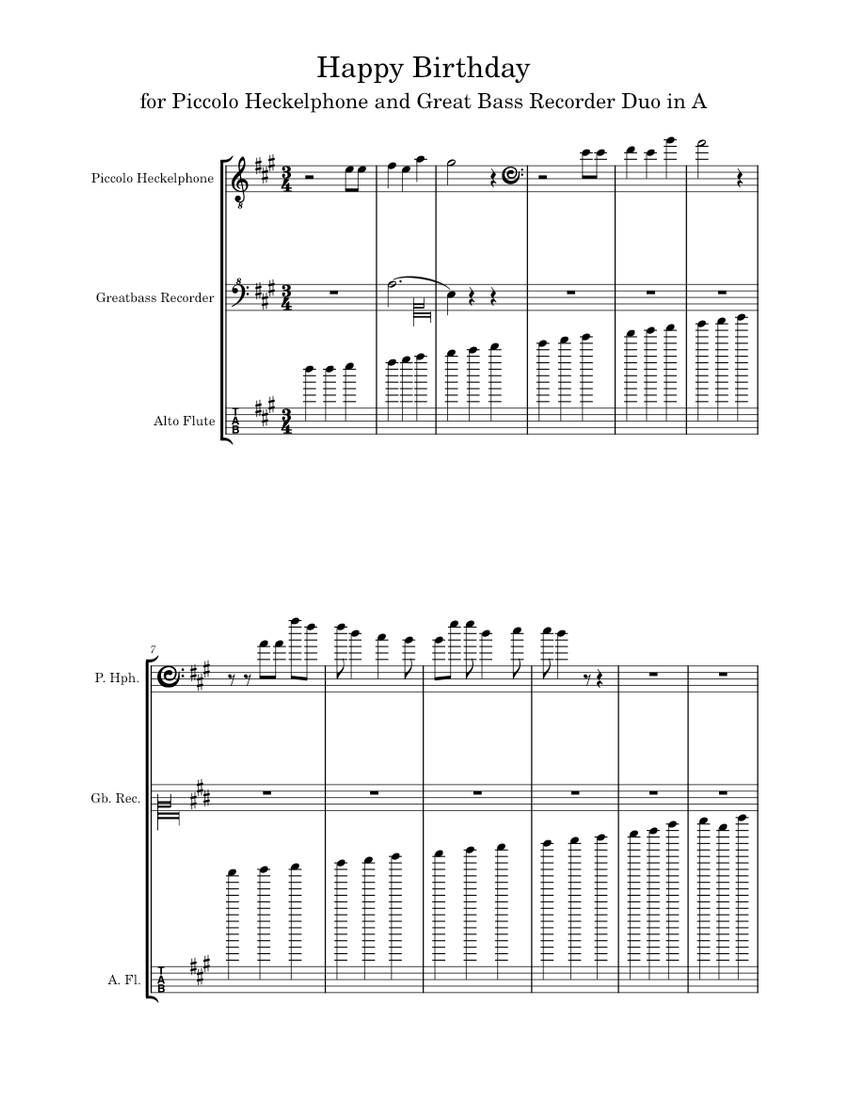 Happy Birthday to You Misc Traditional in Ab for Piccolo Heckelphone, Great Bass Recorder and