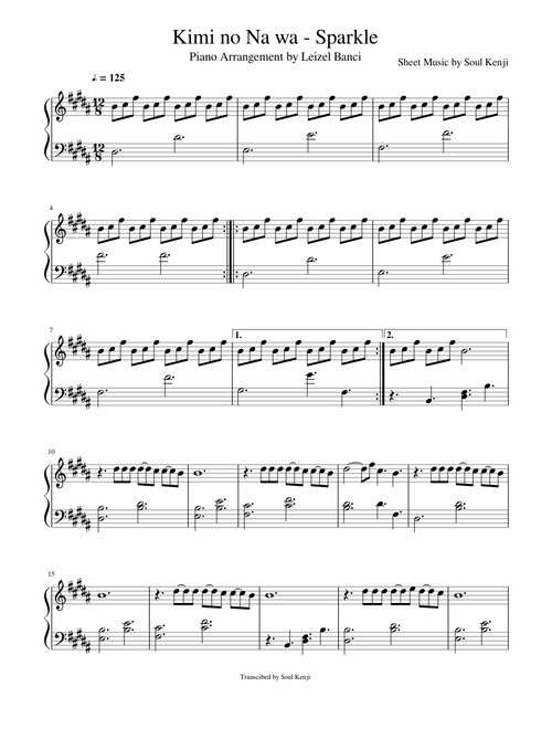 Kimi no Na wa - Sparkle | Leizel Banci | Full Sheet