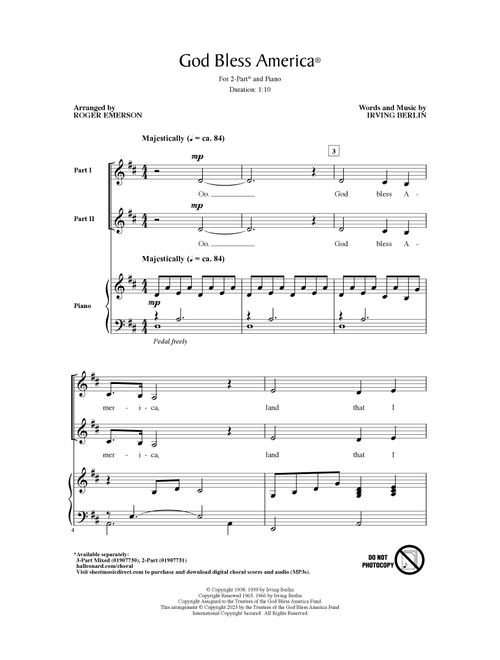 God Bless America (arr. Roger Emerson) - Irving Berlin (Choral, 2-Part)