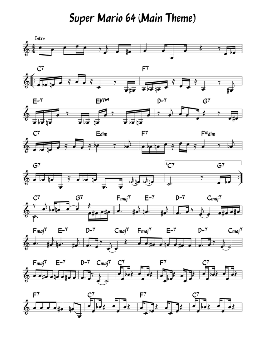 独特な 【送料無料】 for music Sheet Theme Main 64 Mario Super Piano Easy (Solo) アート・デザイン・音楽