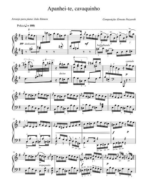 Apanhei-te, cavaquinho (Arr. Joao Itimura) (Piano Solo)