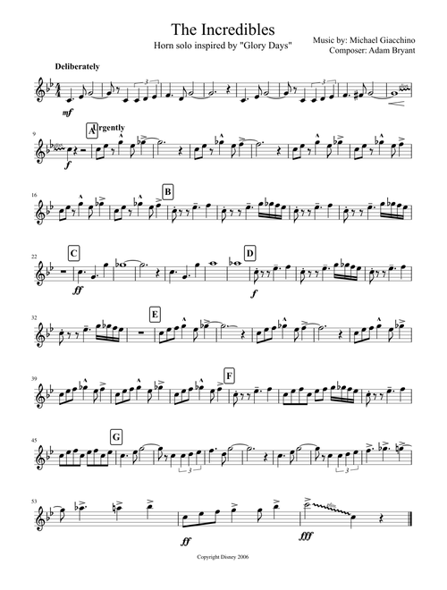Glory Days - Horn Solo - Incredibles