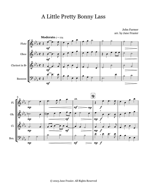A Little Pretty Bonny Lass (Arr. Jane Frasier) - John Farmer (Woodwind Ensemble)