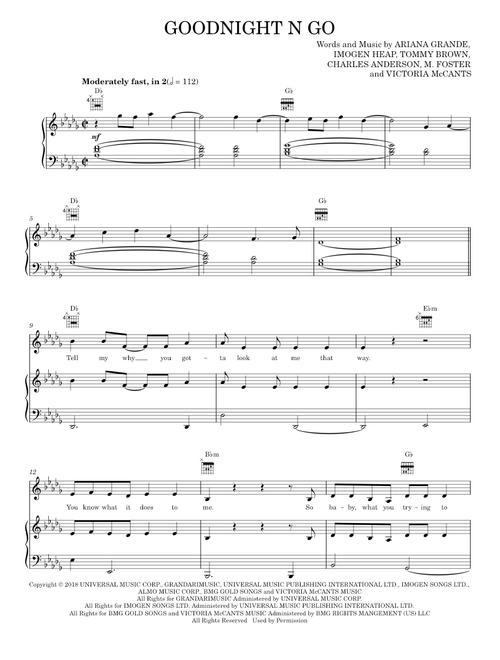 Goodnight n go - Ariana Grande (Piano-Vocal-Guitar)