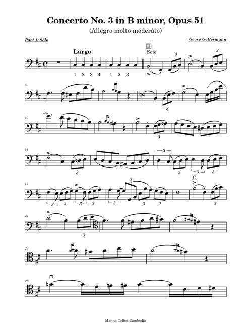 Concerto No. 3 in B minor, Opus. 51 – Georg Goltermann (8. Part 1 l Solo - Largo)
