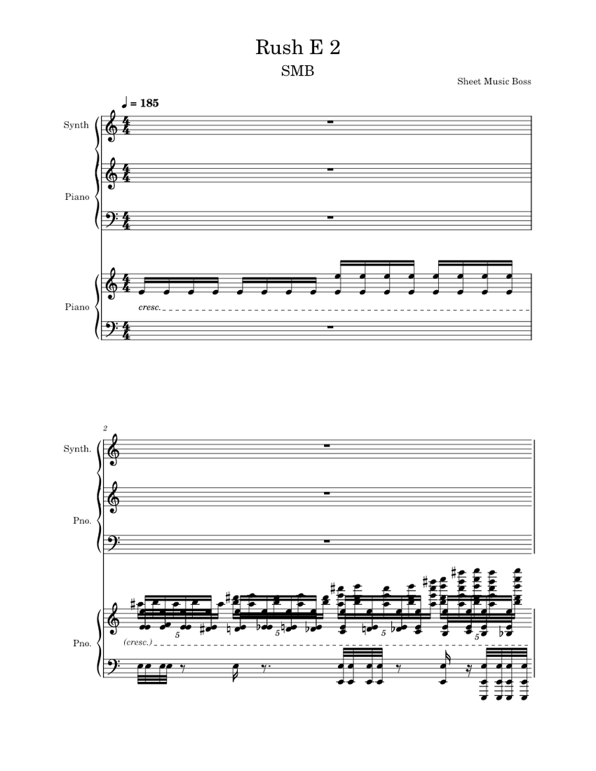 Rush E 2 Sheet Music Boss !!!!!IDENTICAL!!!!! Sheet music for Piano