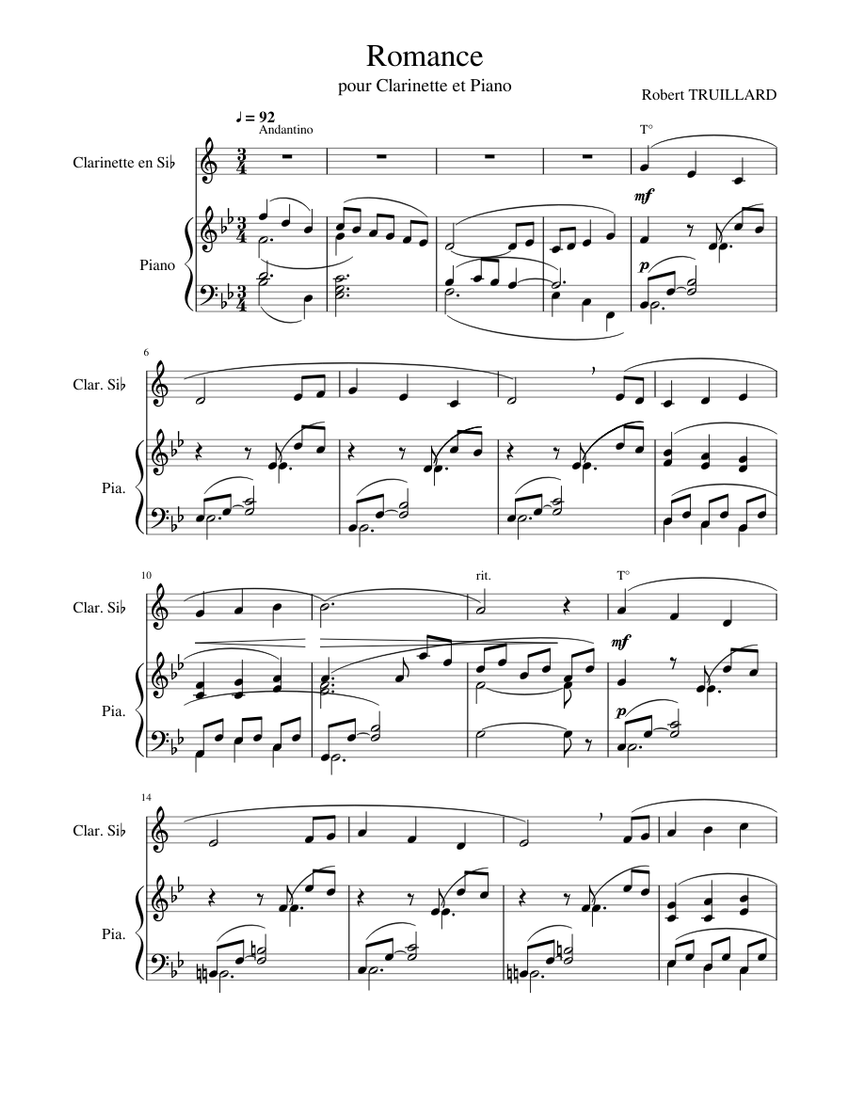 Romance Sheet Music For Piano Solo Musescore