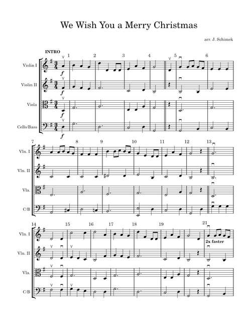 We Wish You a Merry Christmas Score