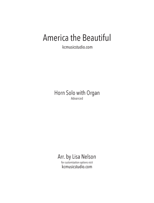 America the Beautiful Horn Solo and Organ - Advanced (Arr. Lisa Nelson) (Instrumental Duet)