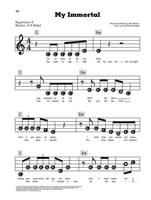 My Immortal - Evanescence (E-Z Play Today)
