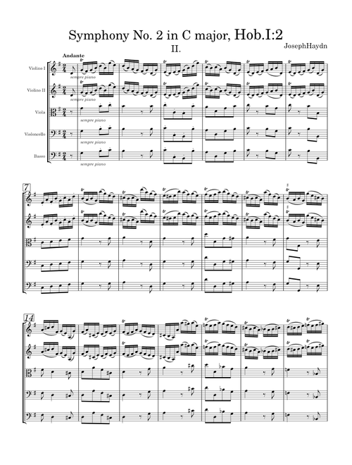 Symphony No. 2 in C major, 2nd Movement - Joseph Haydn
