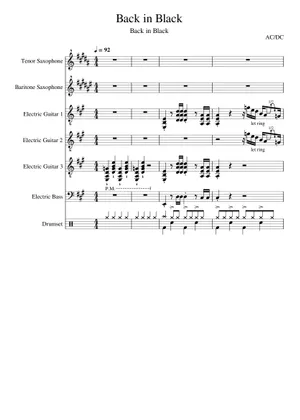 Back in Black Sheet Music and Tab for Guitar (Solo Back in Black Sheet Music and Tab for Guitar (Solo