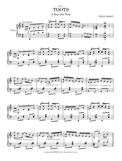 Toots: Rag One-Step – Felix Arndt (1915)