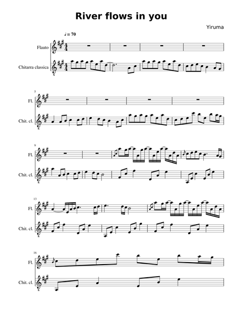 River flows in you - flute and guitar
