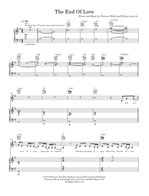 The End Of Love - Florence And The Machine (Piano-Voice)