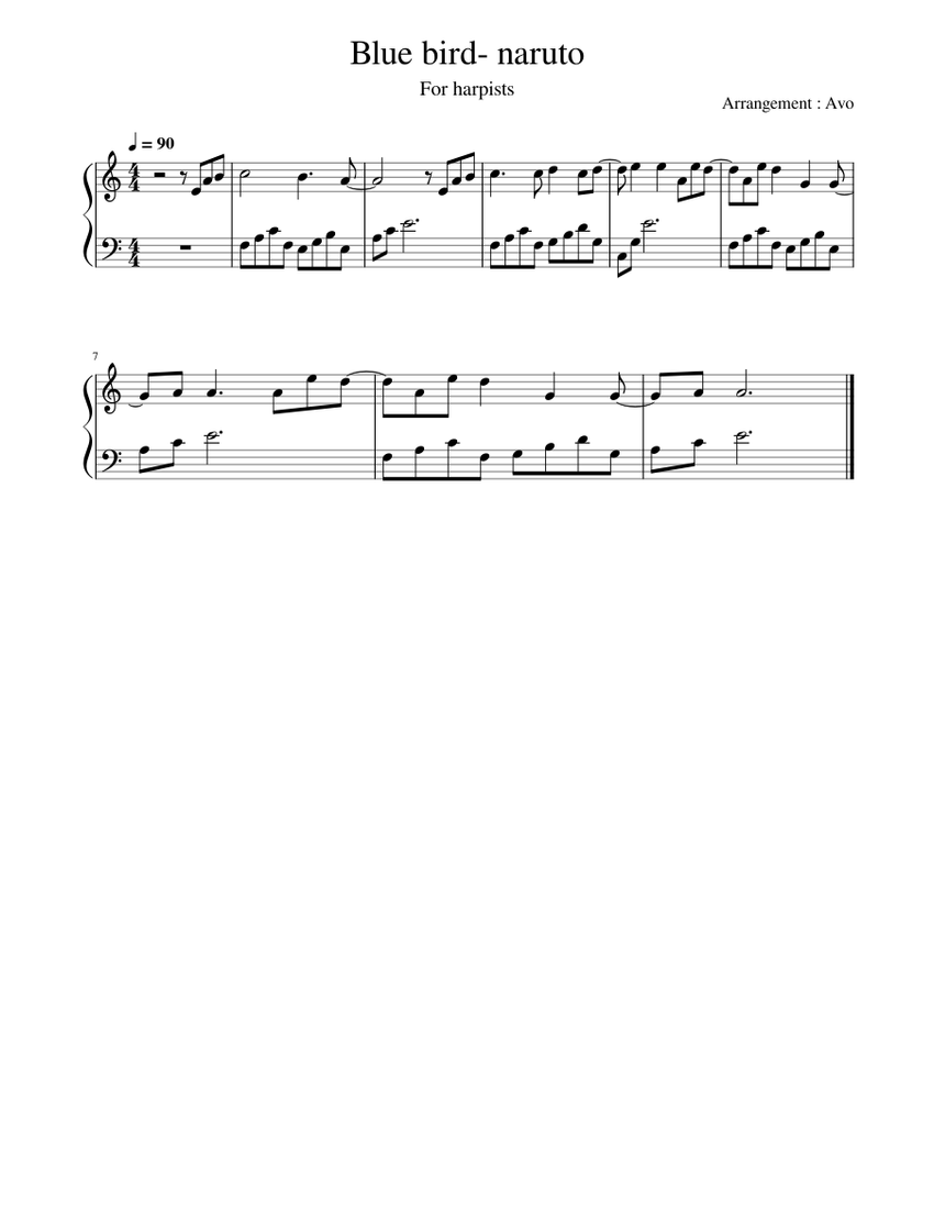Blue bird- naruto Sheet music for Piano (Solo) | Musescore.com