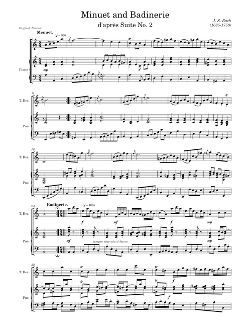 Minuet et Badinerie - Bach Recorder