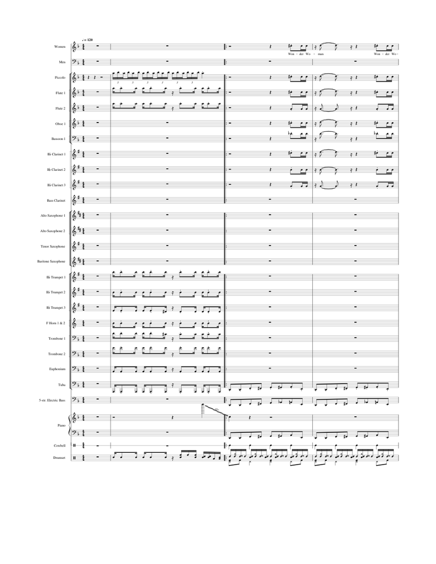 Wonder Woman TV Theme (Work in Progress, for Concert Band) Sheet music ...