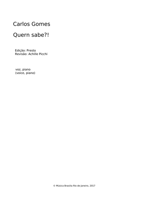 Quem sabe? - Carlos Gomes