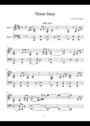 Play Official version of These days Sheet Music by Bon Jovi