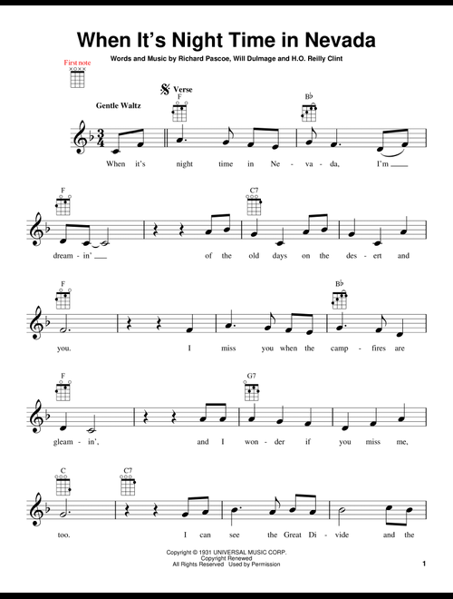 When It's Night Time In Nevada - HO Reilly Clint, Will Dulmage (Ukulele)