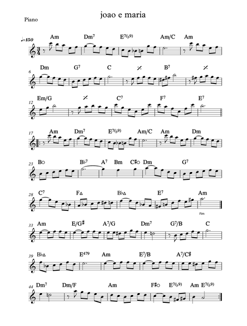 João e Maria (Arr. Chico Buarque e Sivuca) (Lead Sheet - Fake Book)