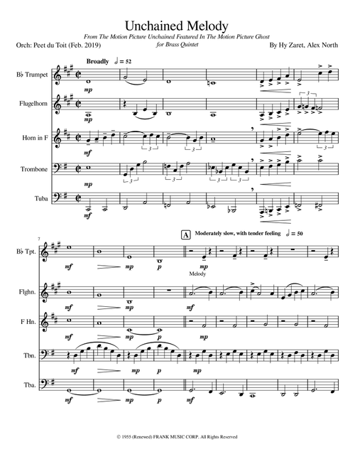 Unchained Melody (Arr. Peet du Toit) - Al Hibbler (Brass Ensemble)