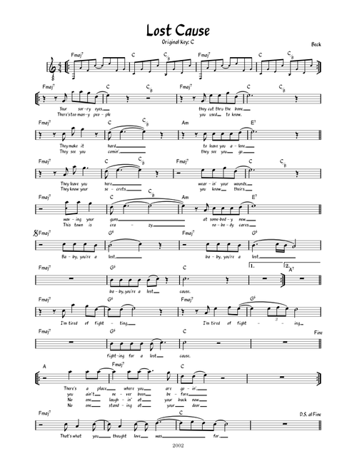 Lost Cause – Beck (Lead Sheet)