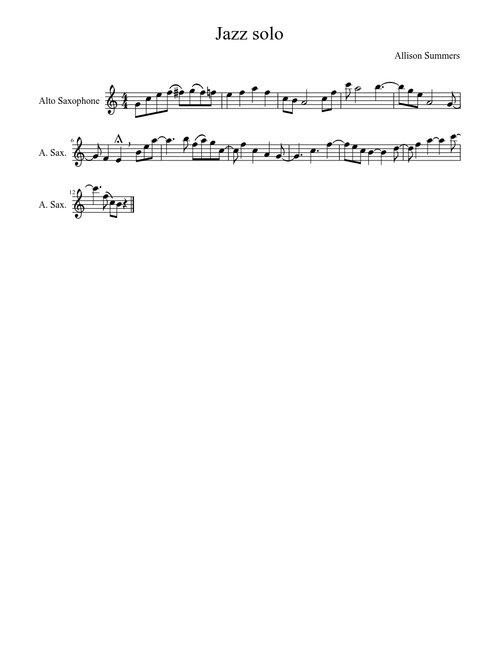 Jazz Solo For Alto Sax