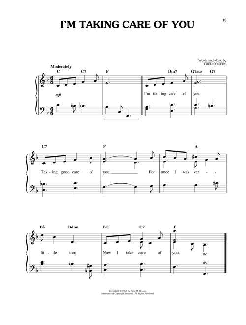 I'm Taking Care Of You - Mister Rogers (Easy Piano)