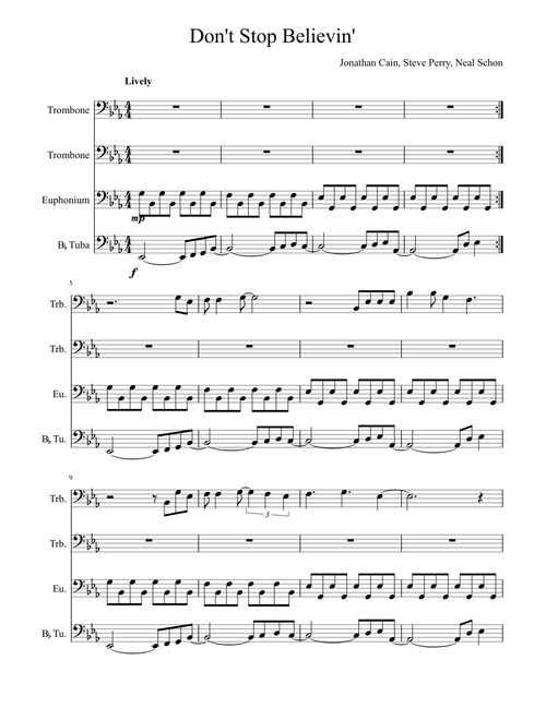 Don't Stop Believin' Low Brass Quartet